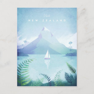 Nieuw-Zeeland Vintage Travel Poster - Art Briefkaa Briefkaart