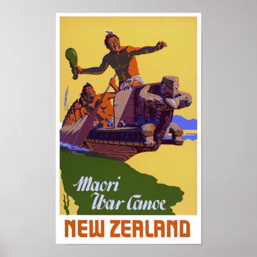 Nieuw-Zeeland Vintage Travel Poster teruggezet (Voorkant)