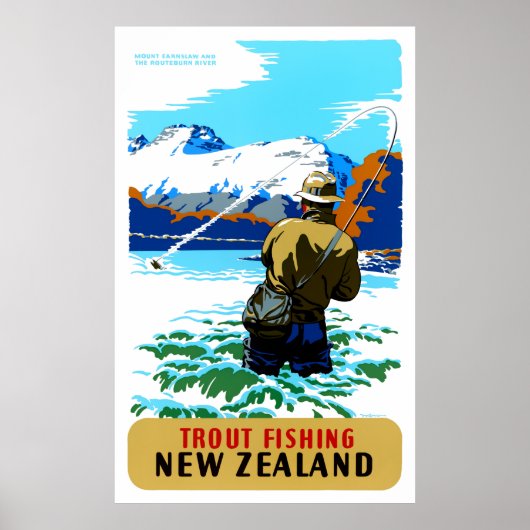 Nieuw-Zeeland Vintage Travel Poster teruggezet (Voorkant)
