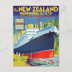 Nieuw-Zeeland Vintage Travel Poster teruggezet Briefkaart