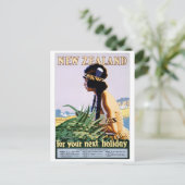 Nieuw-Zeeland Vintage Travel Poster teruggezet Briefkaart (Staand voorkant)