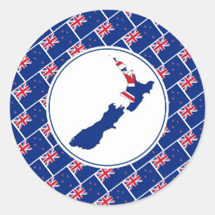 NIEUW-ZEELAND VLAG Stijlvolle Aotearoa kaart Ronde Sticker
