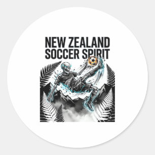 Nieuw-Zeeland Voetbal Geest Skelet Aanvaller Natie Ronde Sticker