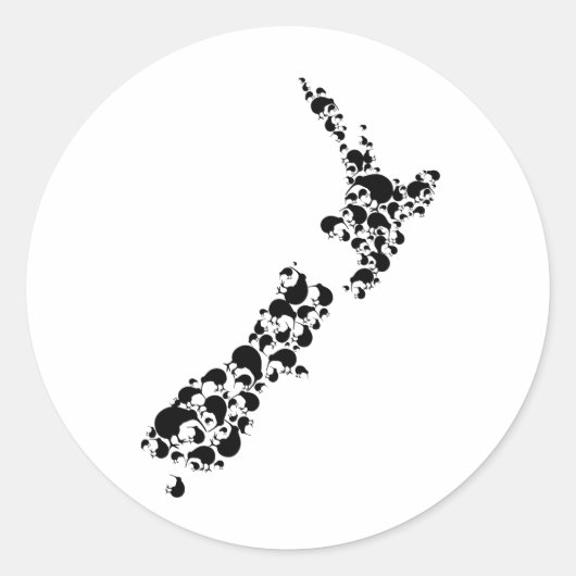 NIEUW-ZEELAND - vol kiwi's - zwart Ronde Sticker (Voorkant)