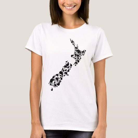 NIEUW-ZEELAND - vol kiwi's - zwart T-shirt (Voorkant)