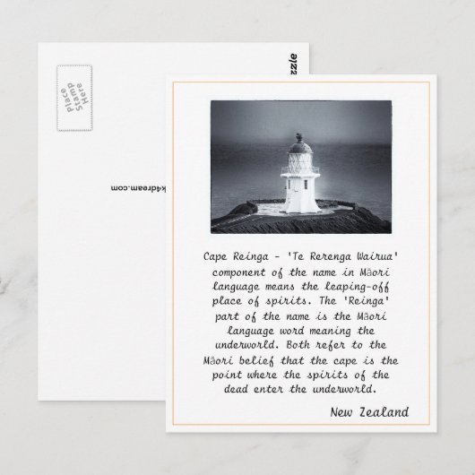 Nieuw-Zeeland - vuurtoren van Cape Reinga / Maori  Briefkaart (Voorkant / Achterkant)