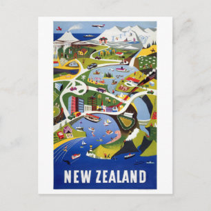 Nieuw-Zeeland Wellington Vintage Travel Poster Briefkaart