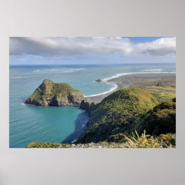 Nieuw-Zeeland Whatipu Seascape Uitzicht Omanawanui Poster