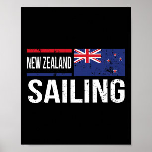 Nieuw-Zeeland Zeilende Vlag Zeilers Bootwedstrijd Poster