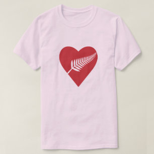Nieuw-Zeeland Zilvervaren Gebroken Hart T-shirt