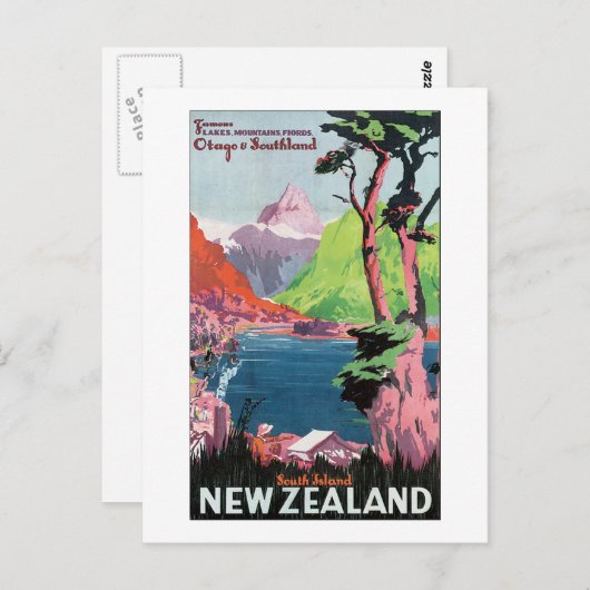 Nieuw-Zeeland Zuid-eiland Briefkaart (Voorkant / Achterkant)