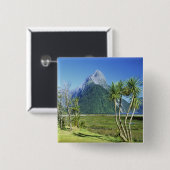 Nieuw-Zeeland, Zuid-eiland, Miter Peak, Vierkante Button 5,1 Cm (Voorkant /achterkant)