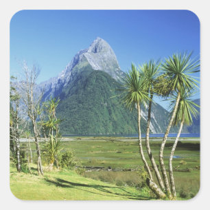 Nieuw-Zeeland, Zuidereiland, Mitre Peak, Vierkante Sticker