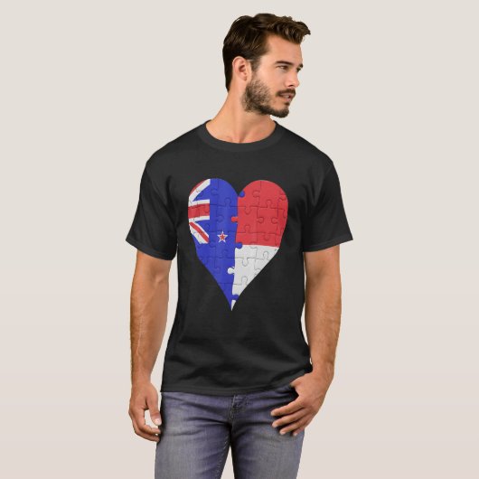 Nieuw-Zeelander Indonesische vlag hart T-shirt (Voorkant volledig)