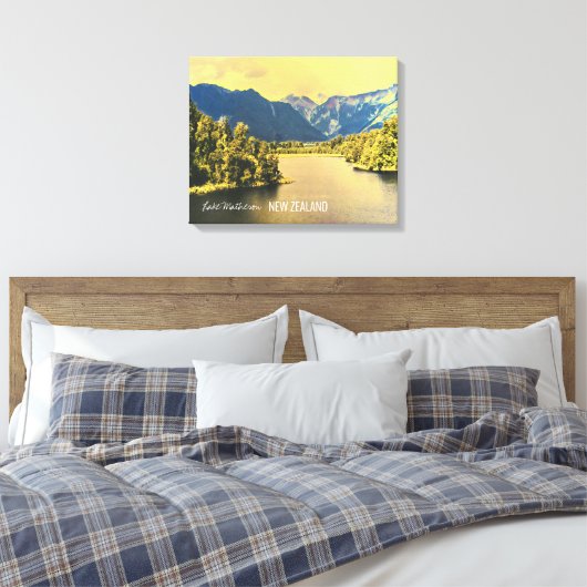 Nieuw-Zeelands meer Matheson Canvas Afdruk (Insitu (Slaapkamer))
