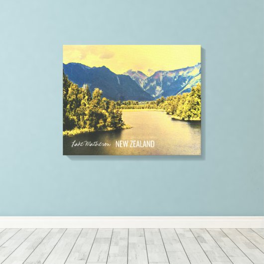 Nieuw-Zeelands meer Matheson Canvas Afdruk (Insitu (Houten vloer))