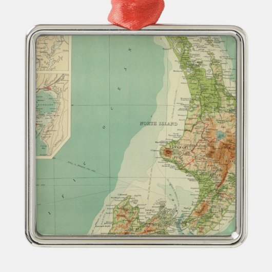 Nieuw-Zeelandse Atlas Map Metalen Ornament (Voorkant)