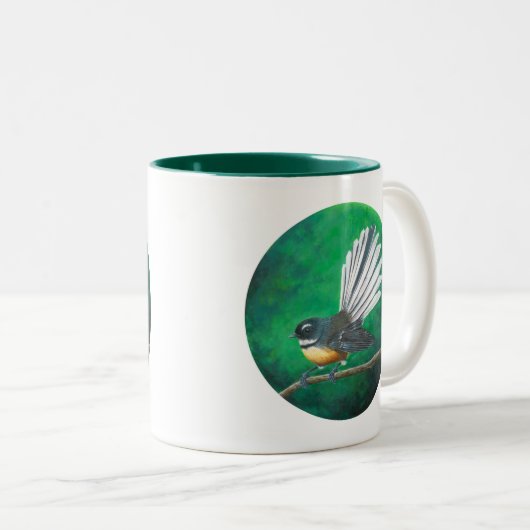 Nieuw-Zeelandse fantailvogel (piwakawaka) - Koffie Tweekleurige Koffiemok (Voorkant rechts)
