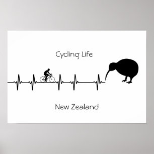 Nieuw-Zeelandse Fiets Hartslag Kiwi Bike Cadeau Poster