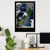 Nieuw-Zeelandse kaart met satellietPoster Poster (Thuiskantoor)