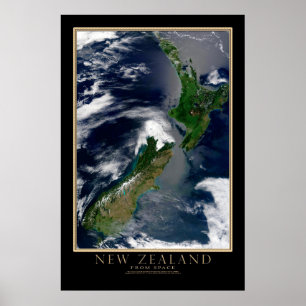 Nieuw-Zeelandse kaart met satellietPoster Poster