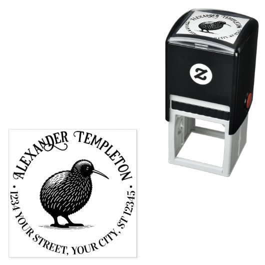 Nieuw-Zeelandse Kiwi Vogelnaam Retouradres Zelfinktende Stempel (In situ)