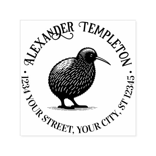 Nieuw-Zeelandse Kiwi Vogelnaam Retouradres Zelfinktende Stempel (Design)