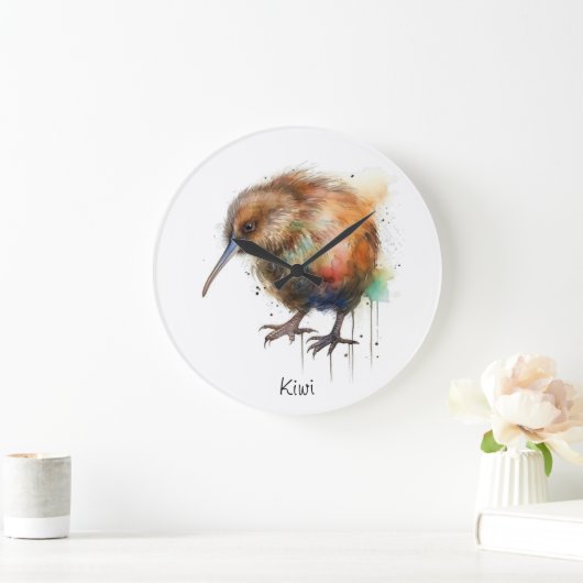 Nieuw-Zeelandse Kiwi waterverf aanpasbaar Grote Klok (Huis)