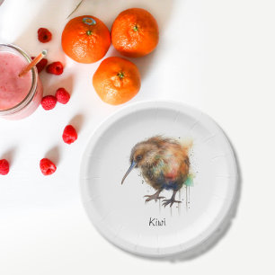 Nieuw-Zeelandse Kiwi waterverf aanpasbaar Papieren Bordje