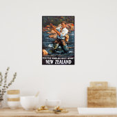 Nieuw-Zeelandse Kunst Fly Fishing Print Reisposter (Keuken)