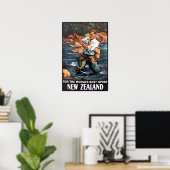 Nieuw-Zeelandse Kunst Fly Fishing Print Reisposter (Thuiskantoor)