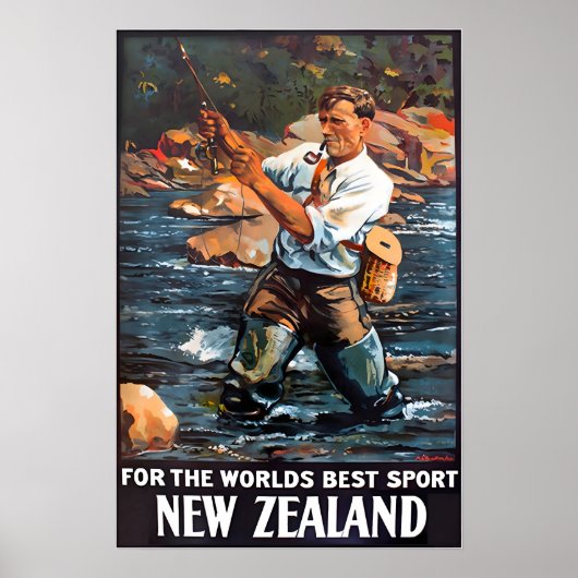 Nieuw-Zeelandse Kunst Fly Fishing Print Reisposter (Voorkant)