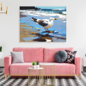 Nieuw-Zeelandse meeuw - gewikkeld canvas print (Insitu (Woonkamer))
