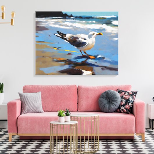 Nieuw-Zeelandse meeuw - gewikkeld canvas print (Insitu (Woonkamer))