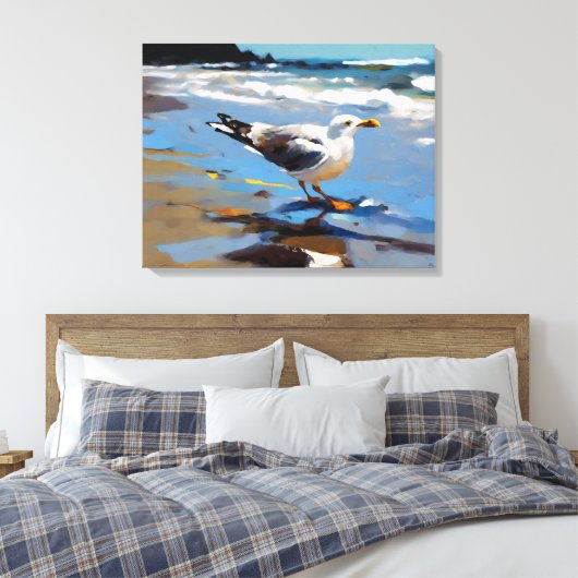Nieuw-Zeelandse meeuw - gewikkeld canvas print (Insitu (Slaapkamer))