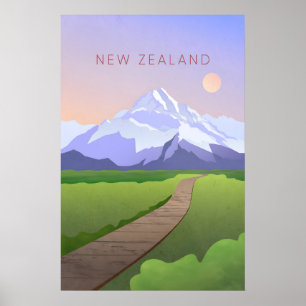 Nieuw-Zeelandse Minimalistische Reisposter Poster