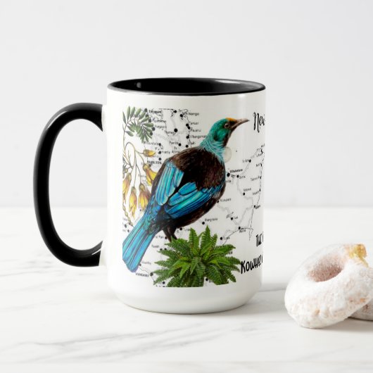 Nieuw-Zeelandse Native Bird Coffee Mok (Met donut)