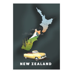 Nieuw-Zeelandse reisposter Foto Afdruk