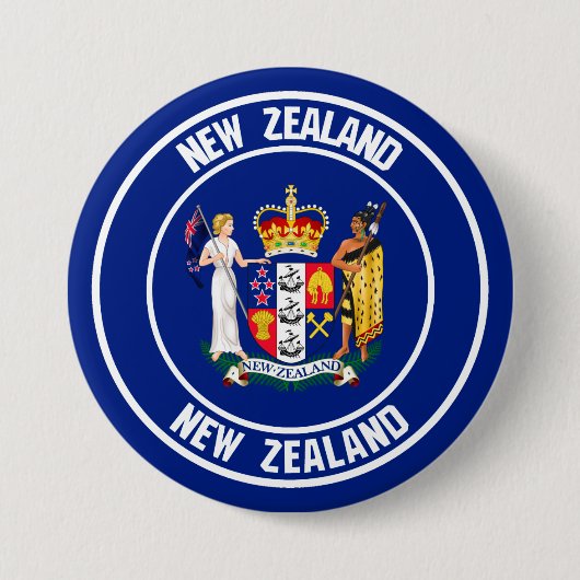Nieuw-Zeelandse ronde Embleem Button 7,6 Cm (Voorkant)