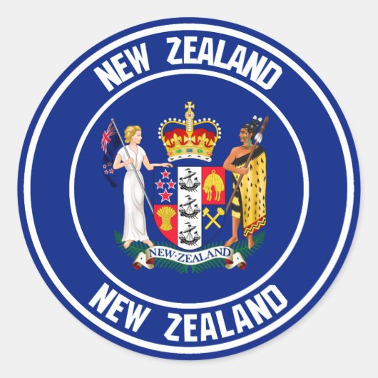Nieuw-Zeelandse ronde Embleem Sticker (Voorkant)