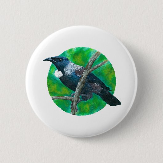 Nieuw-Zeelandse Tui - Schilderen in acryl Ronde Button 5,7 Cm (Voorkant)