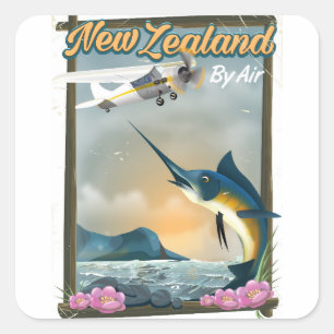 Nieuw-Zeelandse visreisposter Vierkante Sticker
