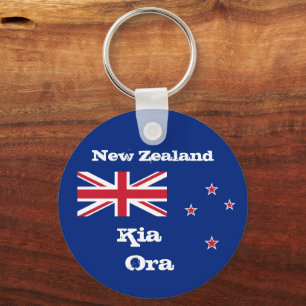 Nieuw-Zeelandse vlag- en Kia Ora-groeten/Nieuw-Zee Sleutelhanger