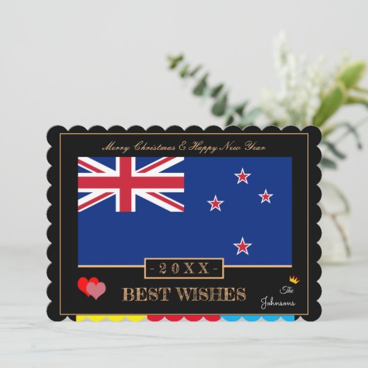 Nieuw-Zeelandse vlag & Gelukkig Nieuwjaar / Beste  Feestdagenkaart (Staand voorkant)