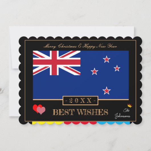 Nieuw-Zeelandse vlag & Gelukkig Nieuwjaar / Beste  Feestdagenkaart (Voorkant)