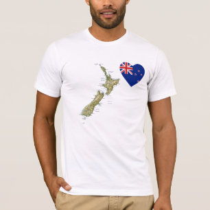 Nieuw-Zeelandse vlag Hart en kaart T-Shirt