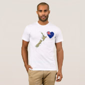 Nieuw-Zeelandse vlag Hart en kaart T-Shirt (Voorkant volledig)