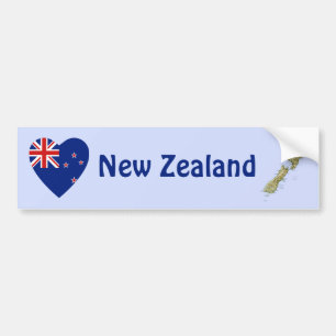 Nieuw-Zeelandse Vlag Hart + Landkaart Bumpersticke Bumpersticker