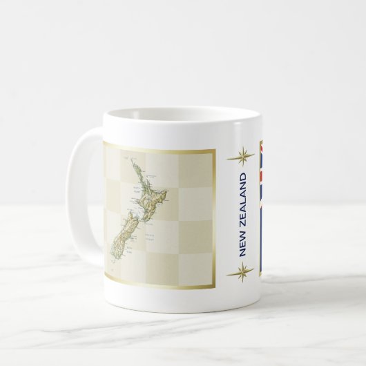 Nieuw-Zeelandse vlag + kaartMok Koffiemok (Voorkant links)