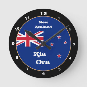 Nieuw-Zeelandse vlag, Kia Ora, trendy Nieuw-Zeelan Ronde Klok